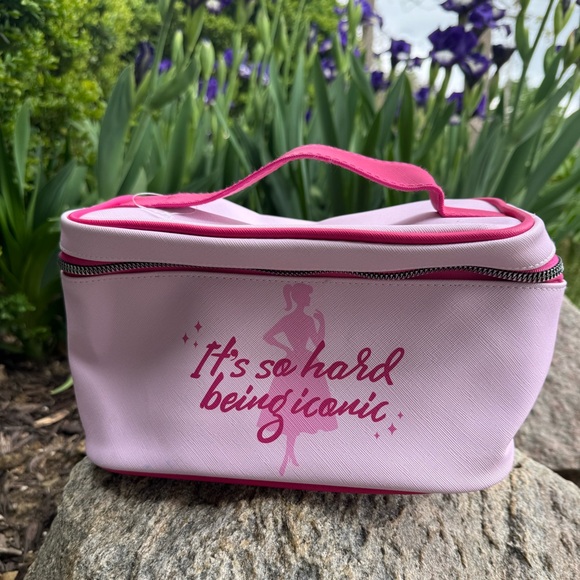 BARBIE ITS SO HARD BEING ICONIC PINK COSMETIC BAG NWOT - Picture 1 of 8